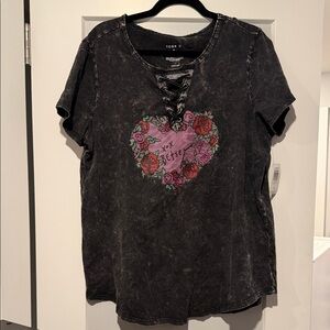 Torrid Black Heart Graphic Lace-Up Tee